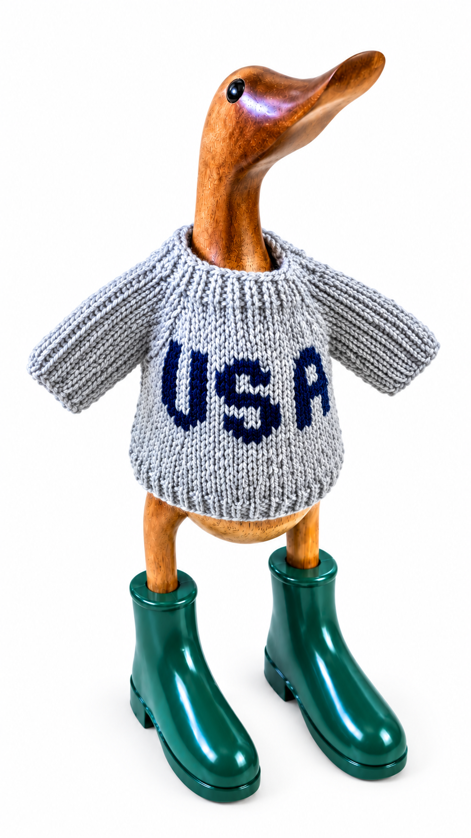 Hand Knit Grey with USA Duck Sweater