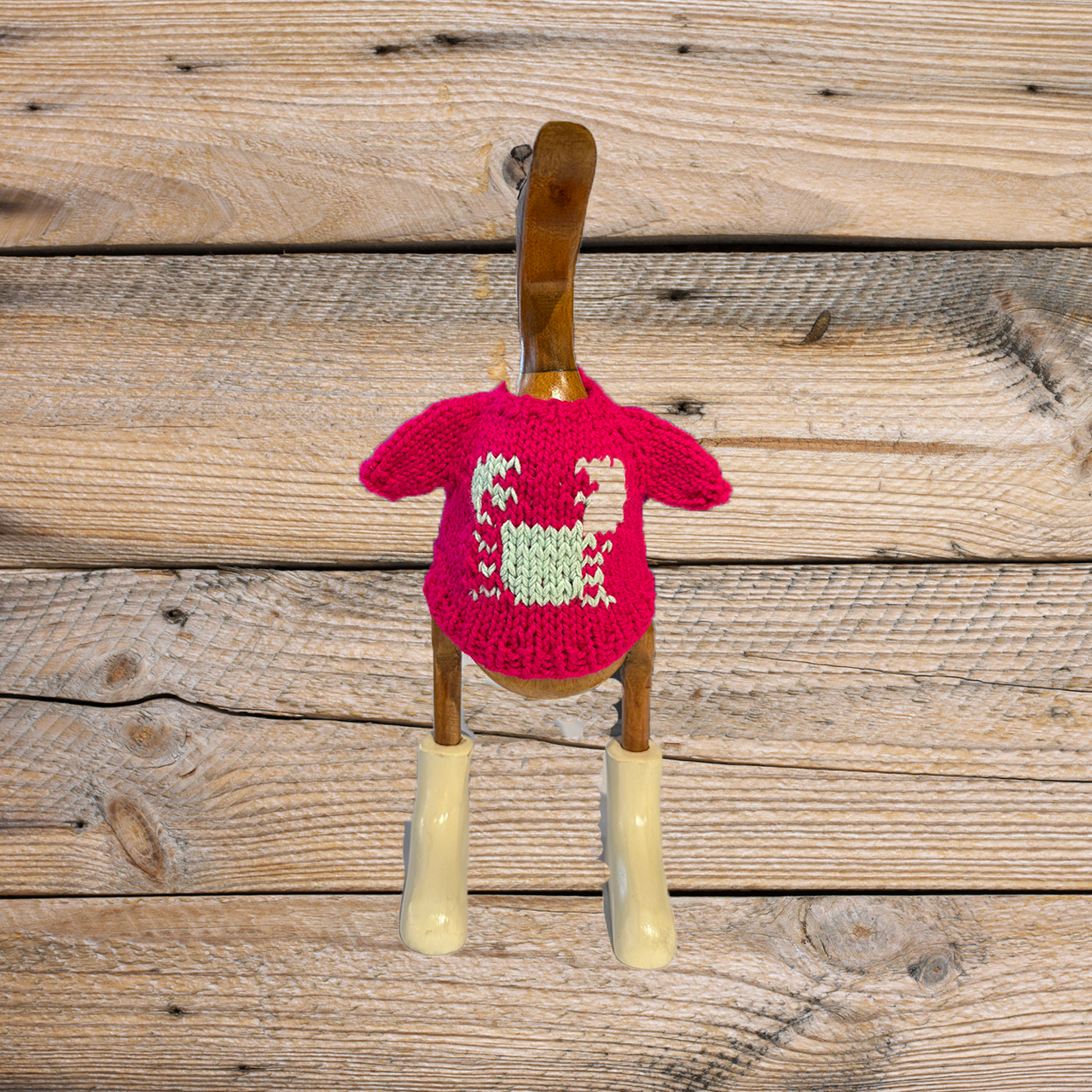 Hand Knit Pink Crab Duck Sweater