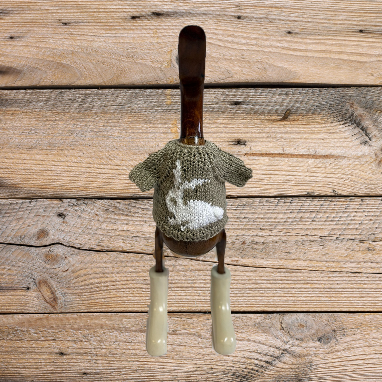 Hand Knit Easter Rabbit Playing (1) Duck Sweater