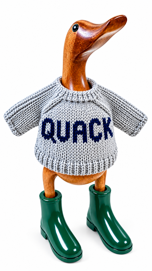 Hand Knit Grey Quack Duck Sweater