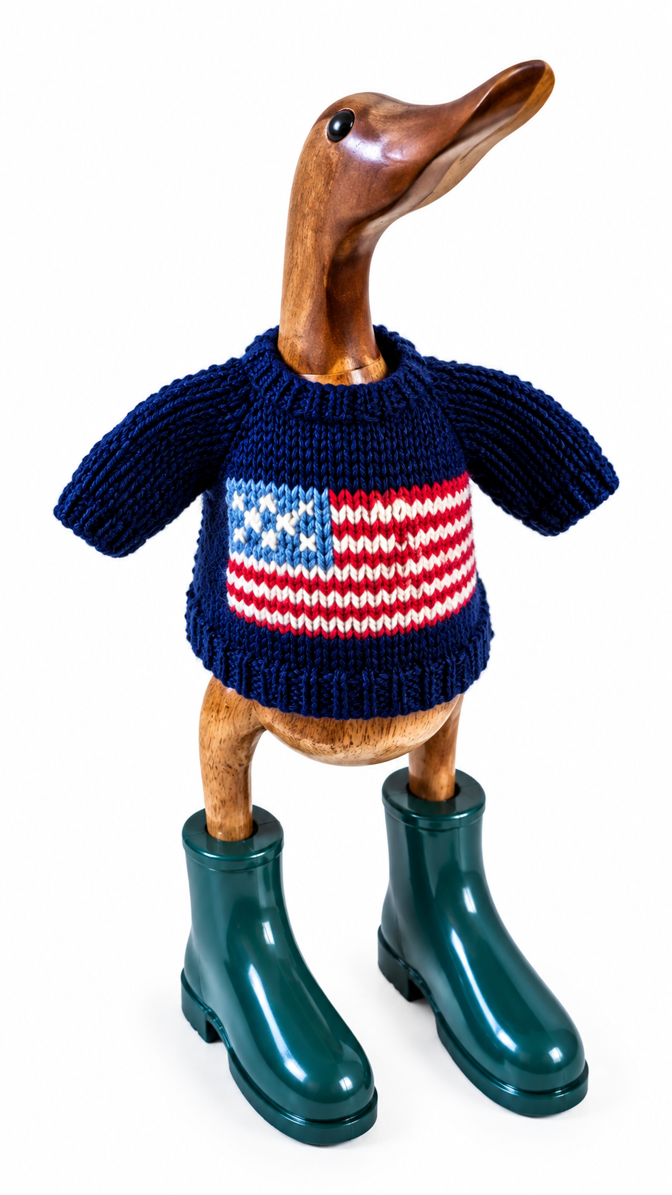 Hand Knit Navy American Flag Duck Sweater