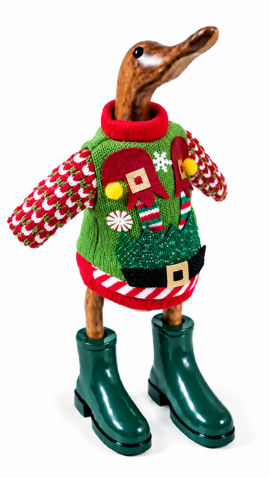 Ugly Christmas Duck Sweater - Candy Cane Version - One Size