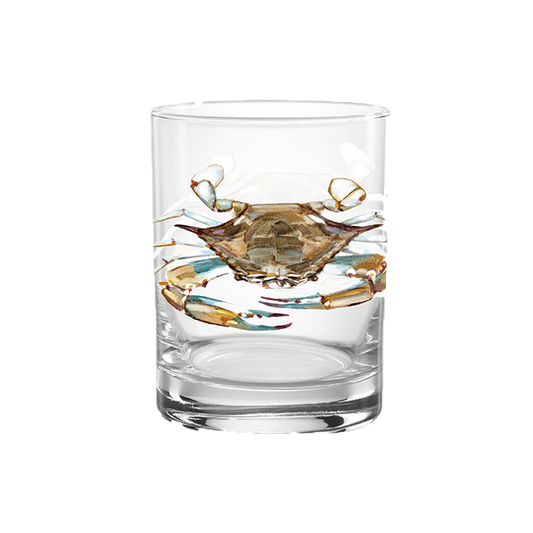 14oz Rocks Glass - Blue Crab by Jeremy Joseph