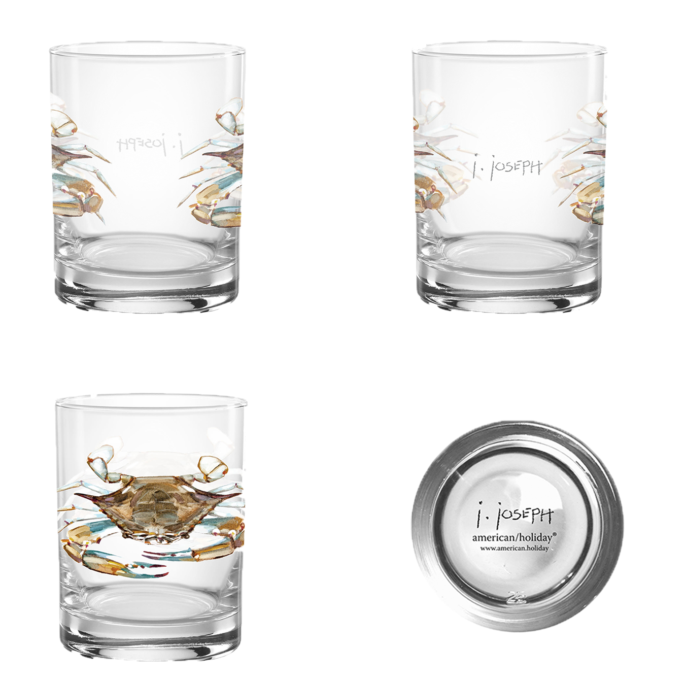 14oz Rocks Glass - Blue Crab by Jeremy Joseph