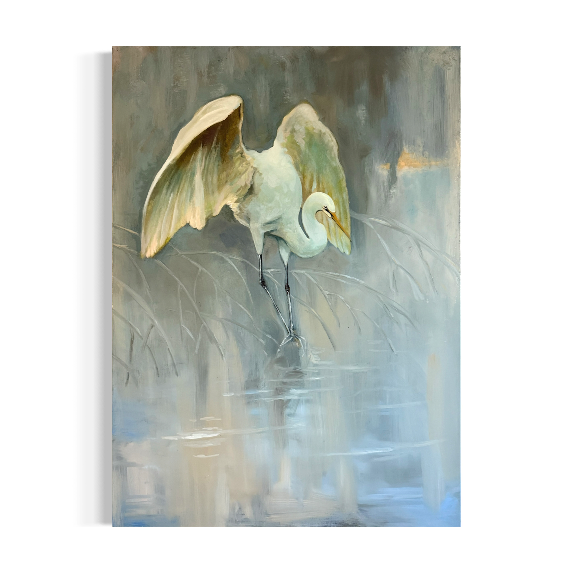 Mystic egret sculpture by Carlos Taylor for COLLAB BY AMERICAN/HOLIDAY™, featuring a detailed white egret bird figure.