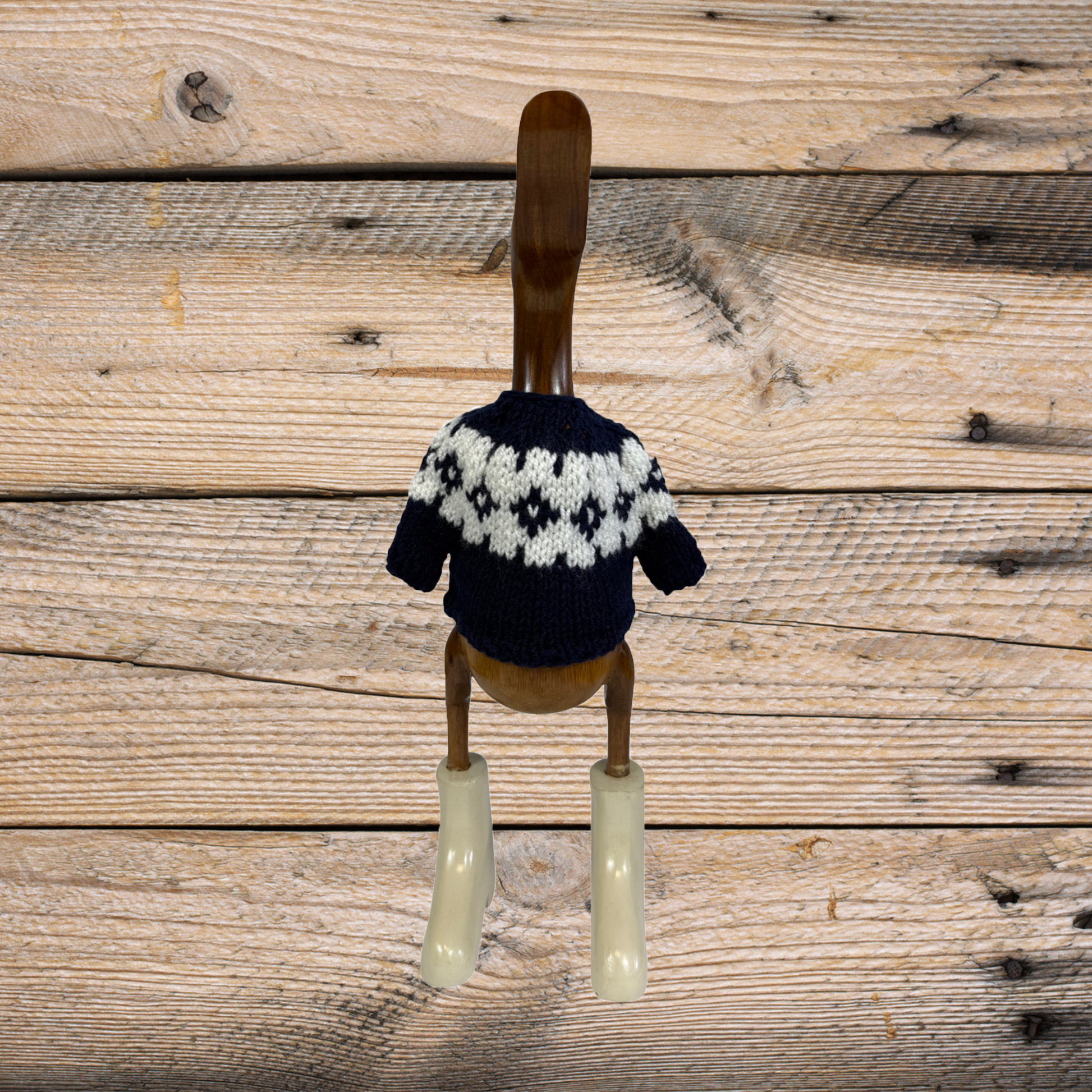 Hand-knit Fair Isle duck sweater by COLLAB BY AMERICAN/HOLIDAY™, featuring intricate Fair Isle patterns and a cozy, warm fit.