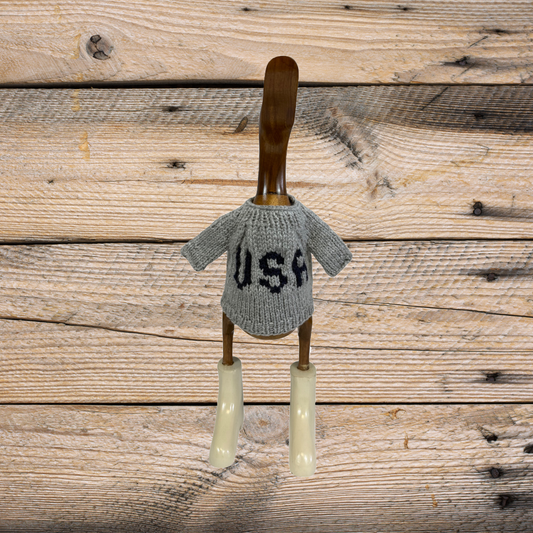Hand Knit Grey with USA Duck Sweater