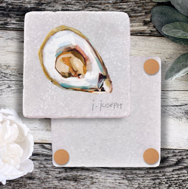 Tumbled Italian White Marble Coaster - Oyster (1) by Jeremy Joseph