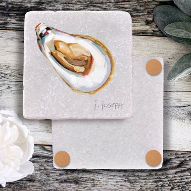 Tumbled Italian White Marble Coaster - Oyster (3) by Jeremy Joseph