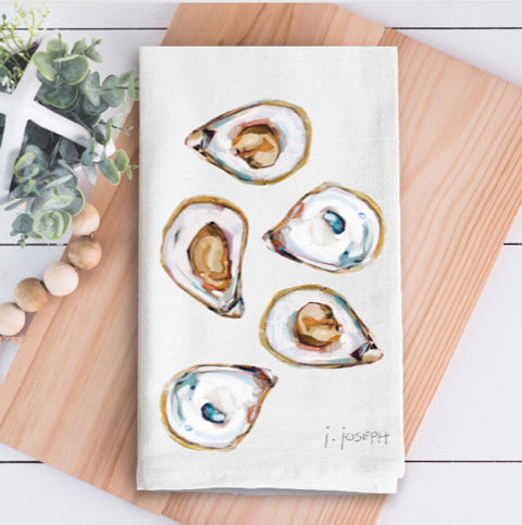 Cotton Flour Sack Dishtowel - Oysters by Jeremy Joseph