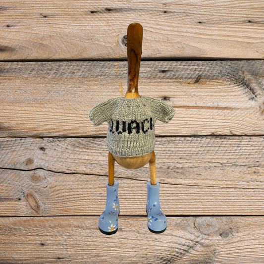 Hand Knit Grey Quack Duck Sweater