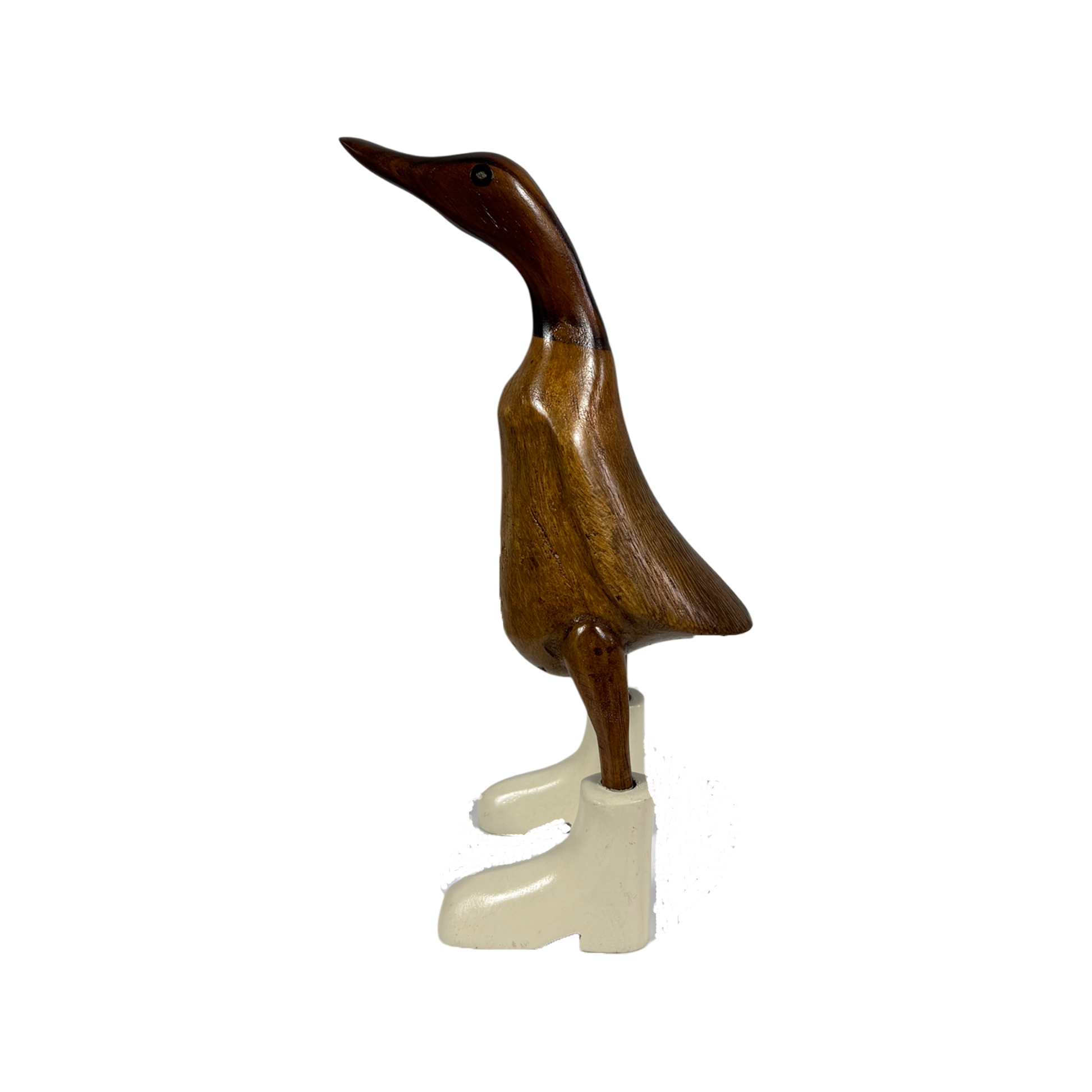 Small ivory duck figurine named Rowan by COLLAB BY AMERICAN/HOLIDAY™, shown from the side with detailed feathers and rounded shape.