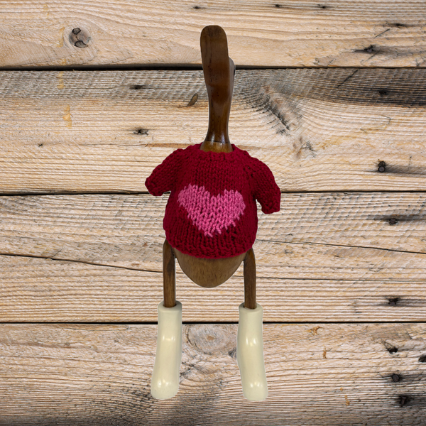 Hand Knit Valentine’s Duck Sweater