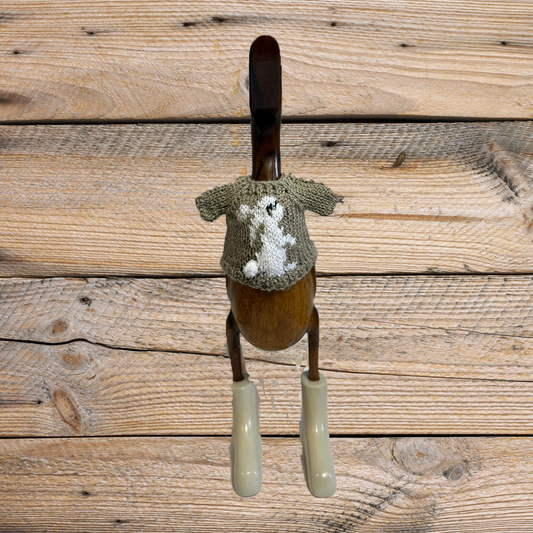 Hand Knit Easter Rabbit Playing (2) Duck Sweater