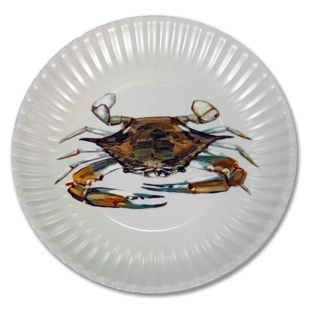 Melamine and Bamboo Blend 9" Dinner "Paper" Plate - Blue Crab by Jeremy Joseph