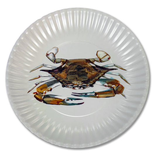 Melamine and Bamboo Blend 9" Dinner "Paper" Plate - Blue Crab by Jeremy Joseph