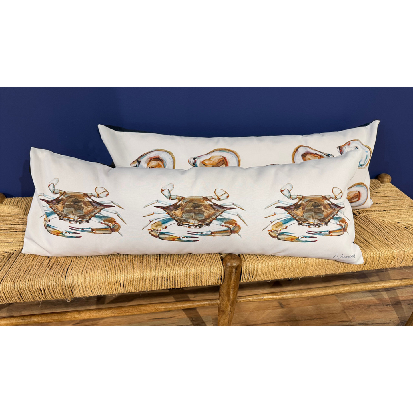 Lumbar Pillow 38" x 16" - Blue Crabs by Jeremy Joseph