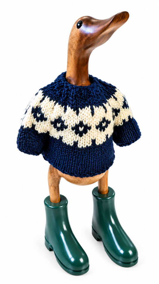 Hand Knit Fair Isle Duck Sweater
